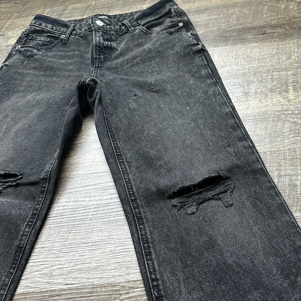 Express NWOT modern straight low rise black jeans women’s size 2 short - Picture 8 of 16